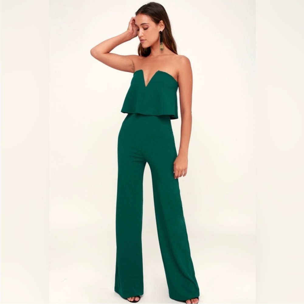 Lulu's Green Strapless Jumpsuit size M